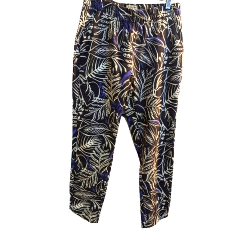 Marine Layer Pants Re Spun Allison Black/White Foliage Floral Print ..Size Small